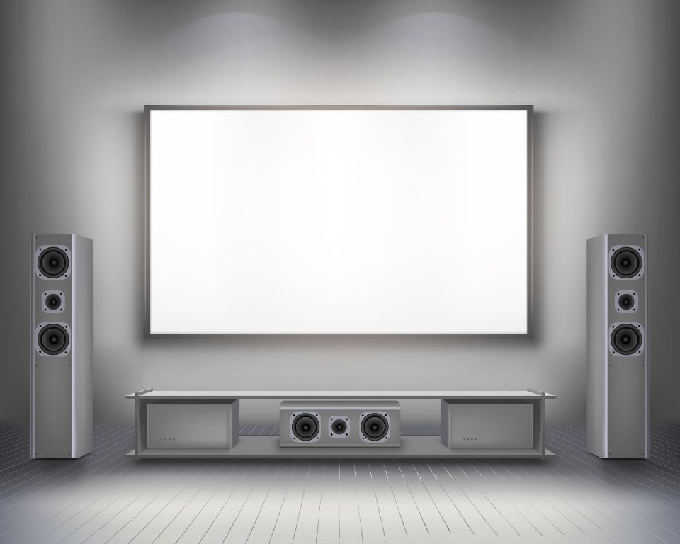 Home cinema with projector screen